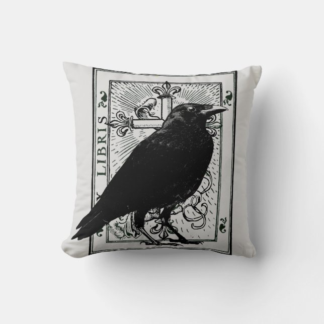 Raven and Fleur Du Lys Cross Cushion (Front)