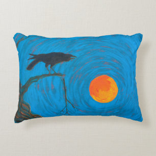 Raven and Full Moon Decorative Cushion
