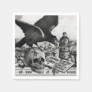 Raven and Human Skull Napkin