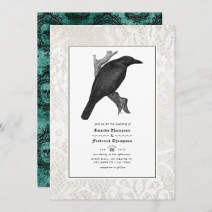 Raven and Lace Gothic Wedding Invitation