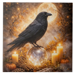 Raven and Mystical Crystal Ball Candles Tile