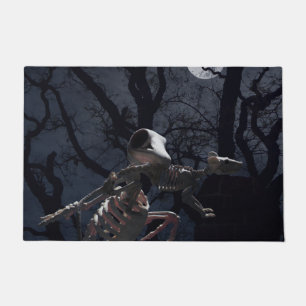 Raven and Rat Skeleton in Moonlight Doormat