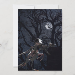 Raven and Rat Skeleton in Moonlight Invitation