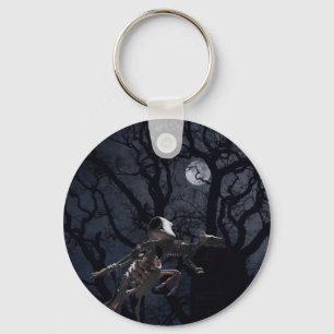 Raven and Rat Skeleton in Moonlight Key Ring