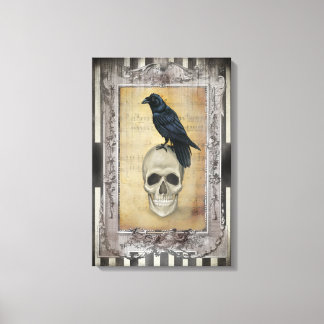 Raven and skull canvas print