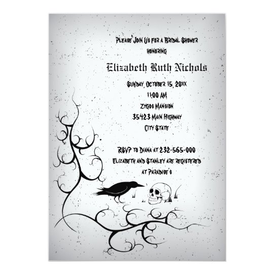 Raven and skull Gothic wedding bridal shower Card
