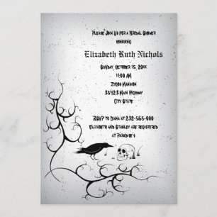 Raven and skull Gothic wedding bridal shower Invitation
