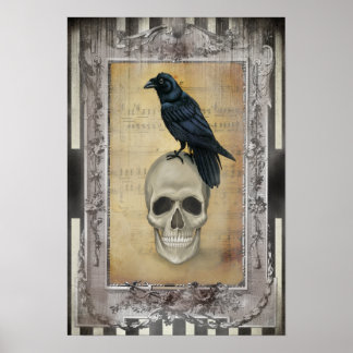 Raven and Skull halloween Poster