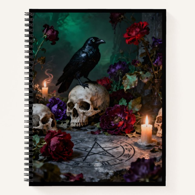 Raven and Skull with Pentagram Notebook (Front)