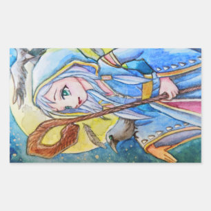 Raven and the Enchanter Rectangular Sticker