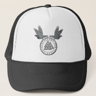 Raven-and-Valknut Trucker Hat