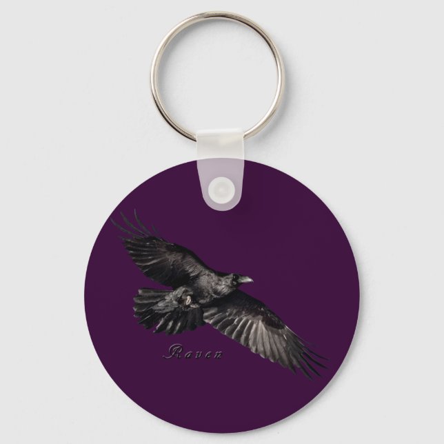 Raven Animal-lover Bird-fancier Gifts Key Ring (Front)