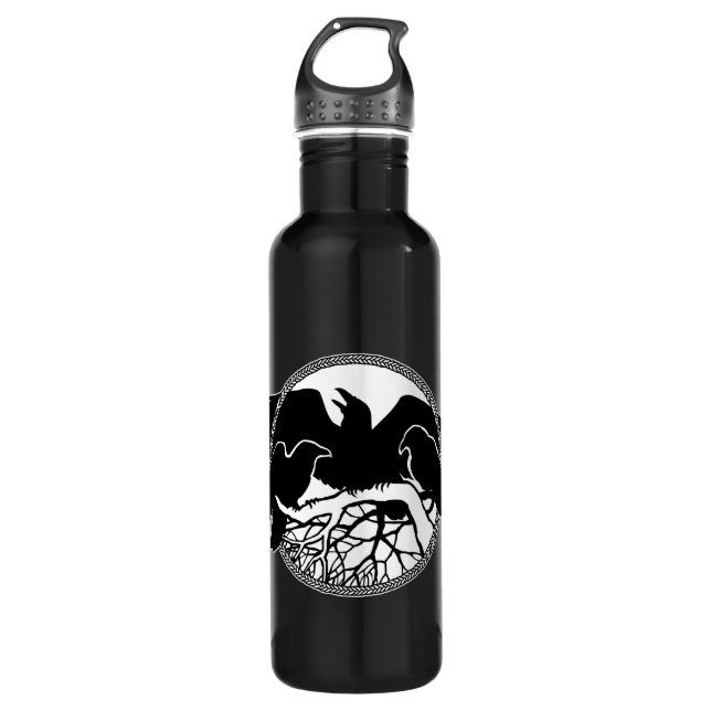 Raven Art Cool Crow Art Sport Bottle (Front)