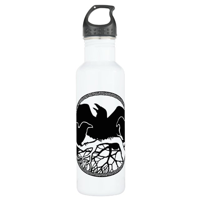 Raven Art Cool Crow Art Sport Bottle (Front)