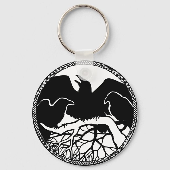 Raven Art Keychain Wildlife Crow / Raven Gifts (Front)