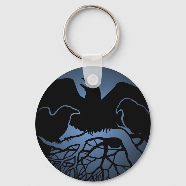 Raven Art Keychain Wildlife Crow / Raven Gifts (Front)