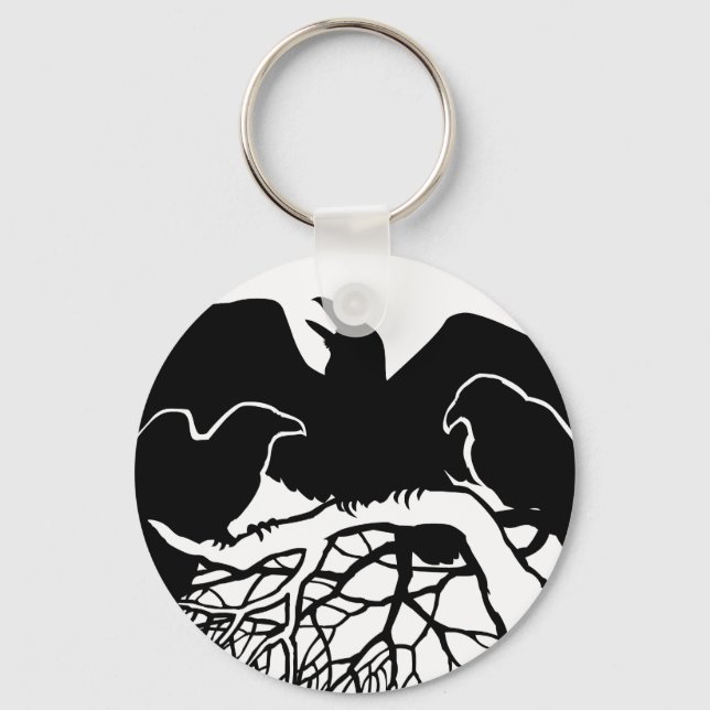 Raven Art Keychain Wildlife Crow / Raven Gifts (Front)