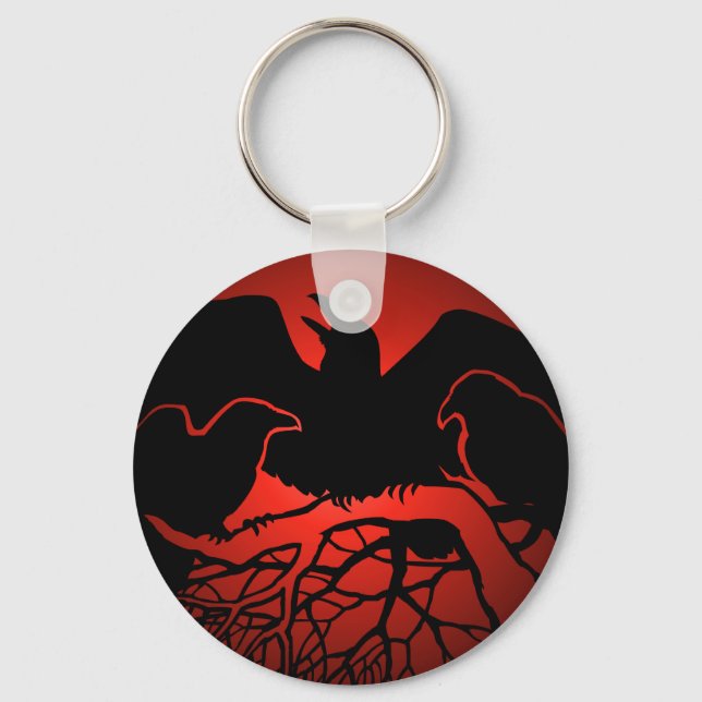 Raven Art Keychain Wildlife Crow / Raven Gifts (Front)