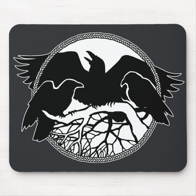 Raven Art Mouspads Cool Crow Art Computer Gifts Mouse Mat (Front)