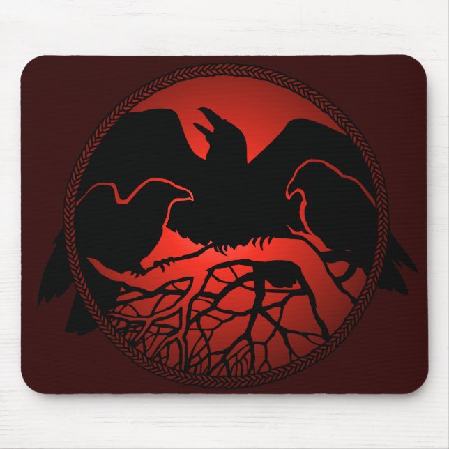 Raven Art Mouspads Cool Crow Art Computer Gifts Mouse Mat (Front)