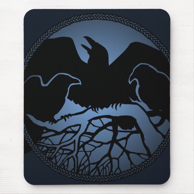Raven Art Mouspads Cool Crow Art Computer Gifts Mouse Mat (Front)