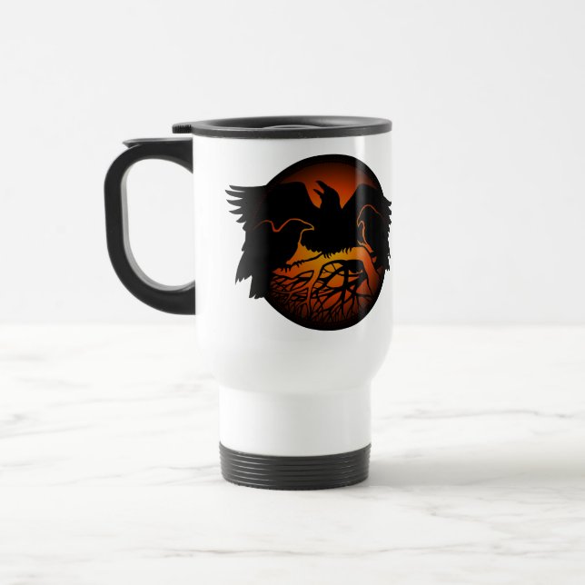Raven Art Mug Wild Bird Travel Mug Raven  Mugs (Left)