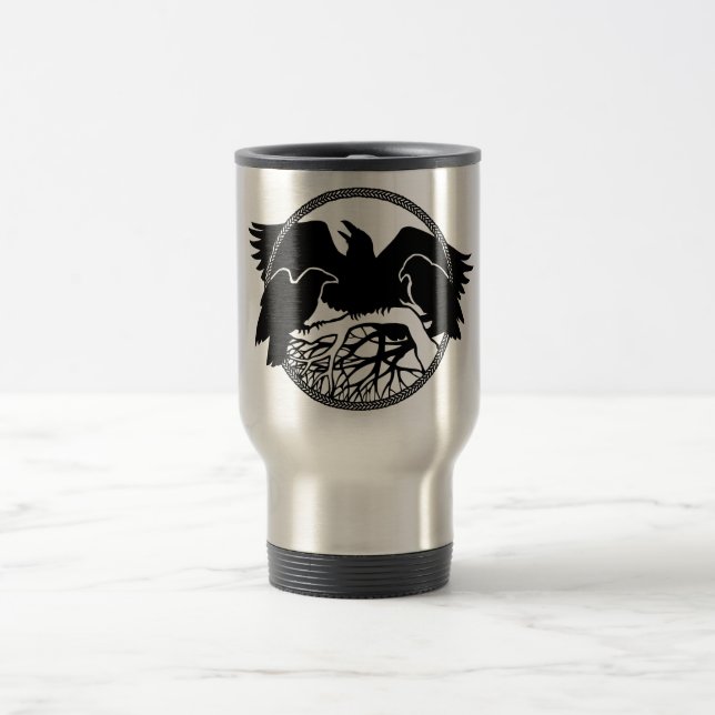 Raven Art Mug Wild Bird Travel Mug Raven  Mugs (Center)