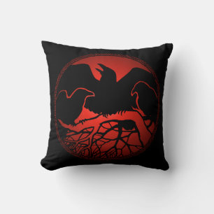 Raven Art Pillow Native Spirit Animal Raven Pillow
