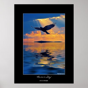Raven at Sunset Wildlife Fantasy Art Poster