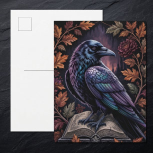 Raven autumn gothic book illustration postcard