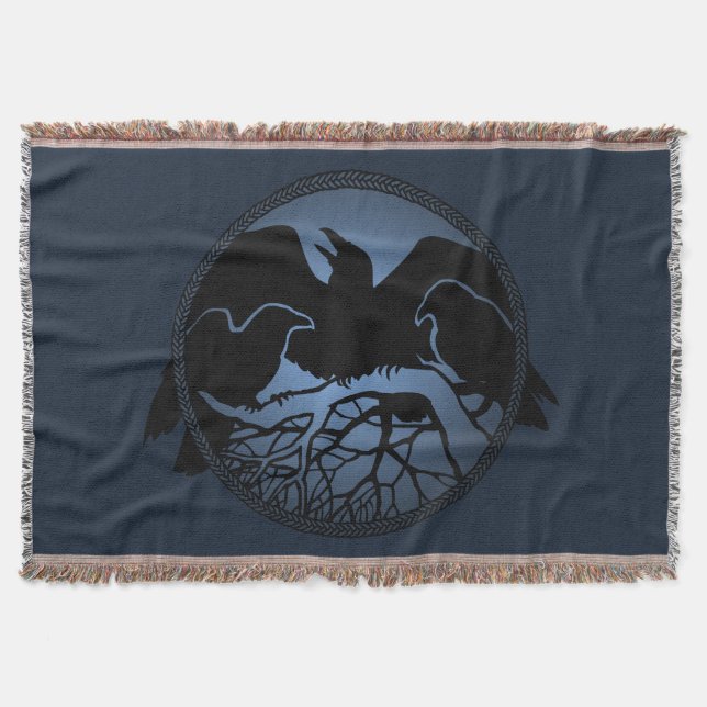Raven Bird Blanket Spirit Animals Throw Blankets (Front)