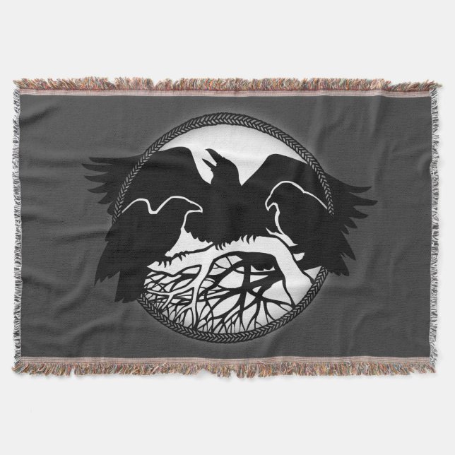 Raven Bird Blanket Spirit Animals Throw Blankets (Front)