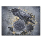 Raven Bird Gold Blue/Black Rose Whimsical
