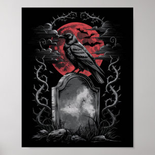 Raven Bird Gothic Raven Art Cemetery Fantasy  Poster