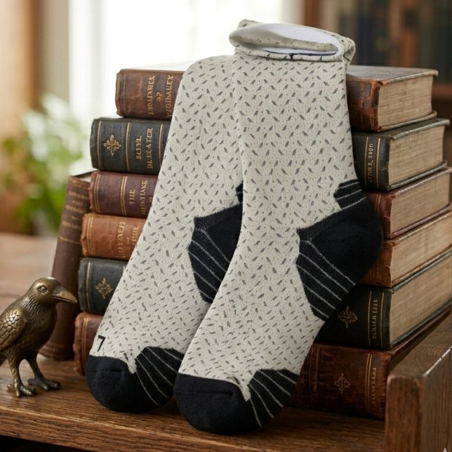 Raven Bird Pattern Dark Academia Socks (Cool raven bird socks for grandpa to wear this Father's Day—a unique and stylish gift.)