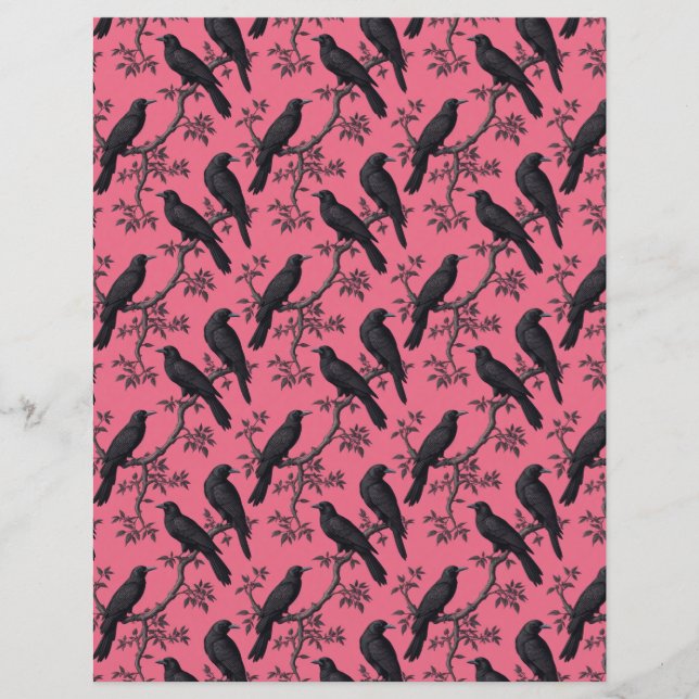 Raven birds double sided scrapbook paper (Front)
