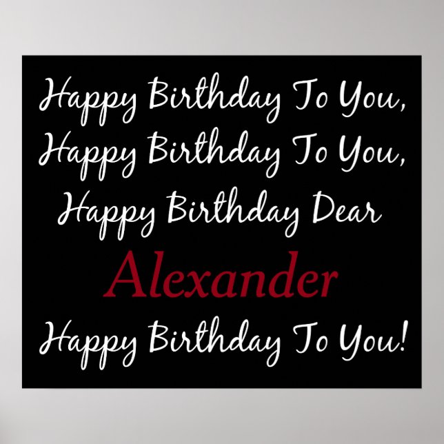 Raven Black and White Birthday Song Personalized Poster (Front)