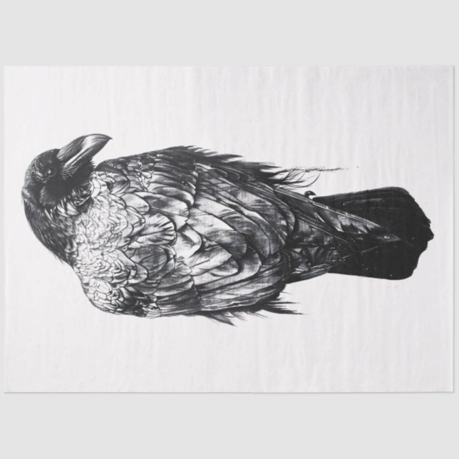 Raven Black and White Decoupage Tissue Paper (Front)
