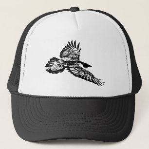 Raven Black Bird Silhouette Corvid  Trucker Hat