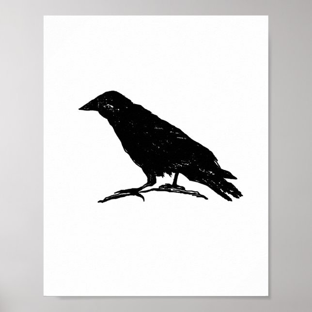 Raven Black Bird Spooky Halloween Painting Poster (Front)
