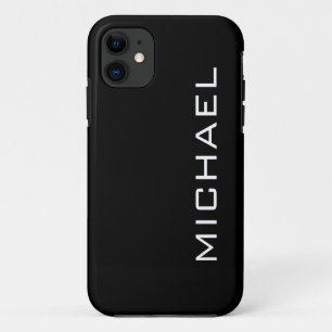 Raven Black Solid Colour Minimalist Name iPhone 11 Case