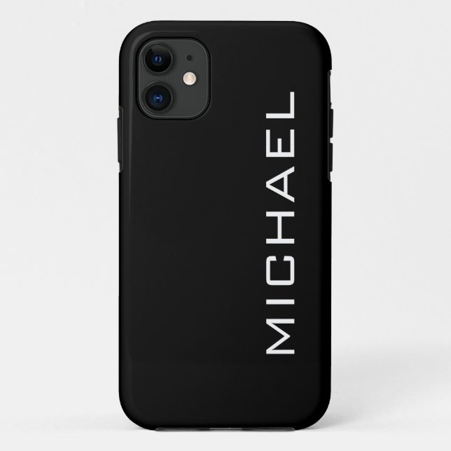 Raven Black Solid Colour | Minimalist Name Case-Mate iPhone Case (Back)