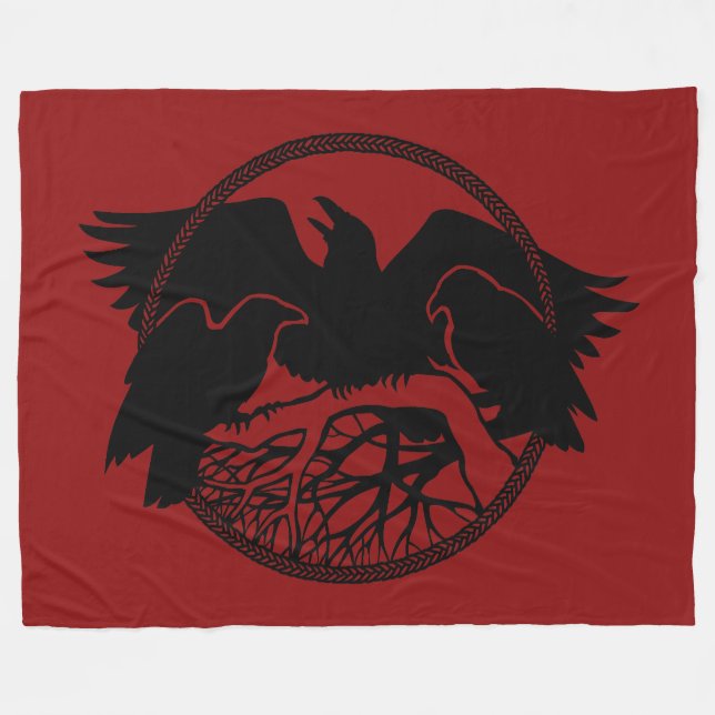 Raven Blanket Native Spirit Animal Fleece Blanket (Front (Horizontal))