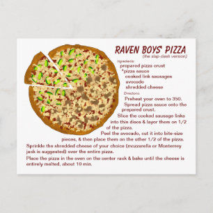Raven Boys' Pizza Recipe Postcard