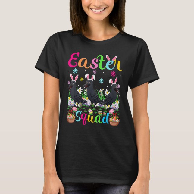 Raven Bunny Ear  Easter Squad Raven Bird Happy Eas T-Shirt (Front)