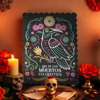 Raven & Calavera Dio De Los Muertos Celebration Invitation