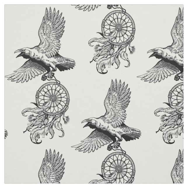 Raven carrying dreamcatcher fabric (Swatch)