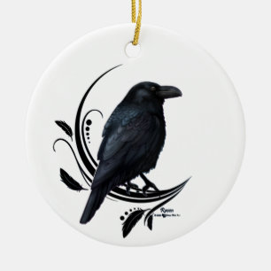 Raven Ceramic Tree Decoration
