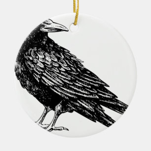 Raven Ceramic Tree Decoration