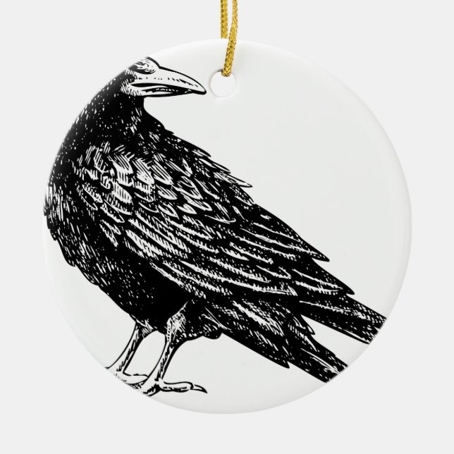 Raven Ceramic Tree Decoration (Front)